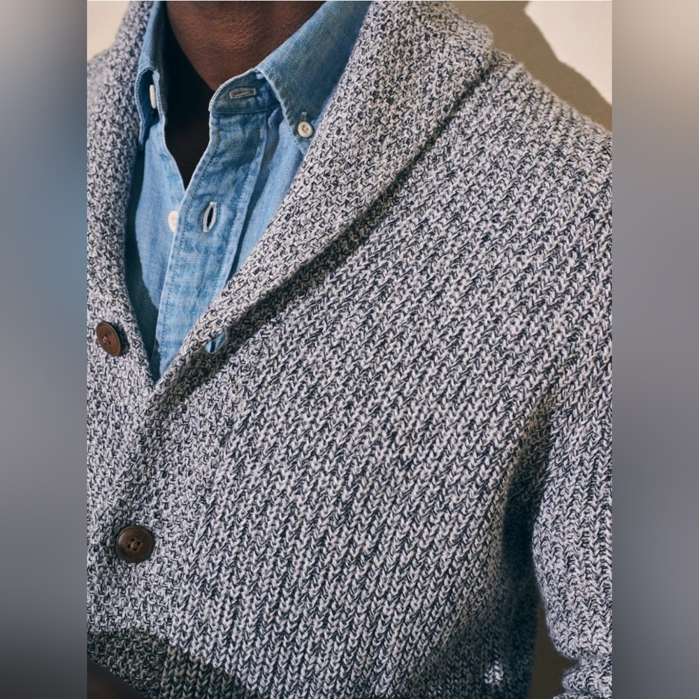 Faherty Cashmere Cardigan Oversized Baggy Big Pockets Grandpa Chunky Knit XXL